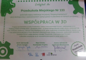 Certyfikat Współpraca 3D